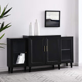 Walker Edison 4-Door Tiered Modern-Sideboard-Buffet Stand for Storage, 62, Black Walker Edison