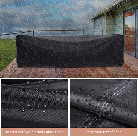 Patio Furniture Set Cover Waterproof, Mrrihand Outdoor Sectional Sofa Set Cover Heavy Duty 600D Table and Chair Set Cover 98" L× 78" W× 30" H Mrrihand