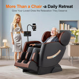 LetvbRFxy 2025 Massage Chair Full Body, Zero Gravity Shiatsu Massage Recliner Chair, 10 Fixed Rollers, Waist and Foot Heating, 6 Auto Mode, Touch Screen Controller, Gift for Family (Brown) LetvbRFxy