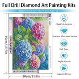 EIBEILI Diamond Painting Kits for Adults, Hydrangea Flowers 5D Diamond Art Kits for Beginner DIY Full Drill Diamond Dots Crystal Craft Kits for Home Wall Decor Gifts 12x16 Inch EIBEILI