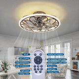 HuixuTe Rustic Caged Ceiling Fan with Lights Remote Control, Retro Industrial Ceiling Fan with Light for Kitchen Bedroom Living Room HuixuTe
