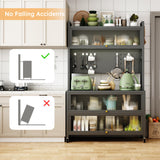 5 Tier 63" Metal Kitchen Storage Cabinets with 10 Hooks,Microwave Stand,Kitchen Storage Rack for Home, Office,Pantry White Wohh