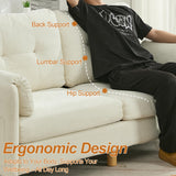 WUTUTUEE 65" Chenille Loveseat Sofa, Modern 2-Seater Love Seat Couch with Armrest Pillows, Storage Pockets, Easy Assembly, Upholstered Tufted Loveseat Sofa Couches for Living Room Bedroom, Beige WUTUTUEE