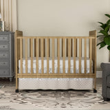 Saylike Baby Crib, 3-in-1 Convertible Crib Wood Full Size Toddler Bed with Locking Wheels for Nursery Furniture, Non-Toxic Finish (Natural) Saylike