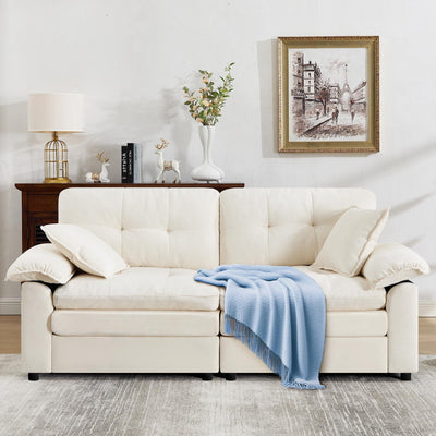 84" Loveseat Sofa, Modern Couches for Living Room,Double-Layer Cushion Cloud Couch with Deep Seat,Super Comfy Chenille Sofas,Sturdy Frame, Easy Assembly for Bedroom, Apartment, Office, Beige