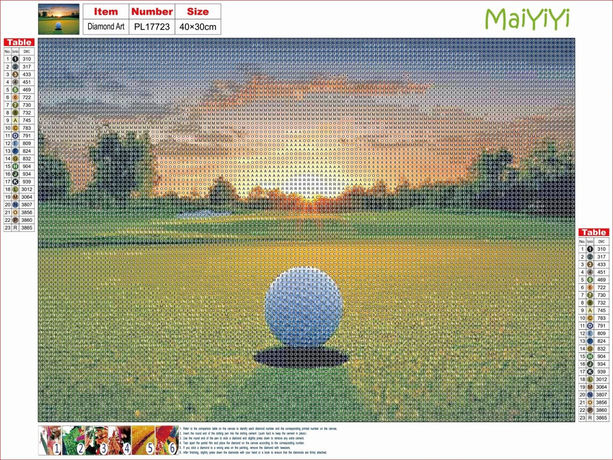 MaiYiYi Golf Diamond Painting by Numbers, 5D Full Round Drill Golf Game Diamond Painting Cross Stitch Kit, Play Golf Crystal Diamond Art Set for Adult Beginners Wall Art Decor (40X30 CM) MaiYiYi