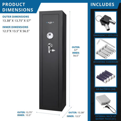 BARSKA Quick and Easy Large Access Biometric Rifles, Firearms and Long Guns Safe for Home, Removable Shelves, Optional Silent Mode, 5.52 Cubic Feet, Up to 10 Rifles without any accessories BARSKA