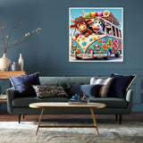 uuxsretaio Cow Diamond Painting Kits for Adults, Bus Diamond Art Kits for Adults Beginner, Adult Diamond Art, DIY Easy Full Drill Diamond Dots Paintings for Home Wall Decor 14X14 Inch uuxsretaio
