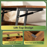 WLIVE Coffee Table, Lift Top Coffee Table with 2 Drawers, LED Light, Large Hidden Compartment and Open Shelf, Lift Tabletop, Dining Table for Living Room, Rustic Brown WLIVE