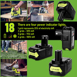 Jialitt 6.0Ah 18V P108 Battery Li-ion Replacement Compatible with Ryobi 18V Battery Ryobi ONE+ P108 P102 P103 P104 P105 P107 P109 P122 Cordless Power Tools Battery with LED Indicator Jialitt