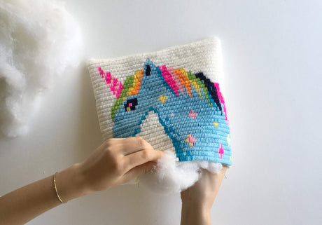 sozo growing up creative Needlepoint Kit Embroidery Craft Pillow Kit for Kids and Adult Beginners Throw Pillow Unicorn Printed Tapestry Canvas sozo growing up creative