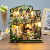 PANZIYU DIY Miniature House Kit, Fairy Dollhouse for Adults to Bulid,Tiny Home Making Kit with Wooden Furniture and LED, Halloween Decoration for Family and Friends (Darcy Flower House) PANZIYU