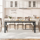 IDEALHOUSE Industrial Dining Table for 6~8 People, 78.7" Long Kitchen Table, Wood Dining Table, Kitchen & Dining Room Table, Rectangle Dining Room Table for 6 Ideal for Dinner Or Meeting - Grey IDEALHOUSE