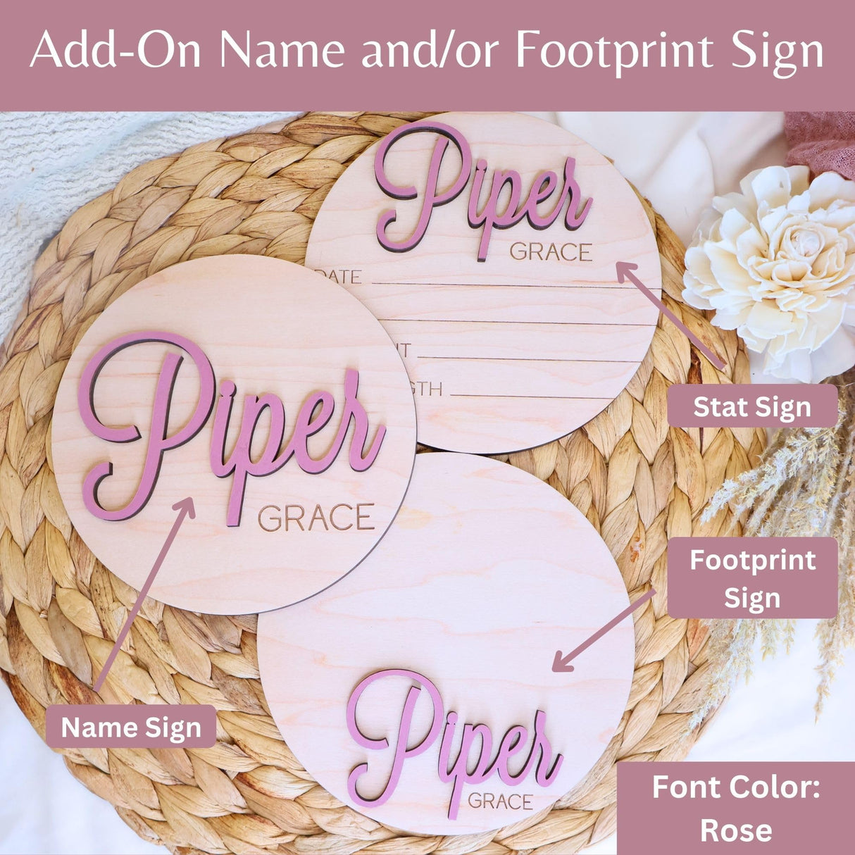 Baby Name Announcement Disc, Custom Newborn Baby Name Hospital Photo Prop, 30 Colors, Personalized Welcome New Baby Name Sign For Hospital Obsidian Home Creations