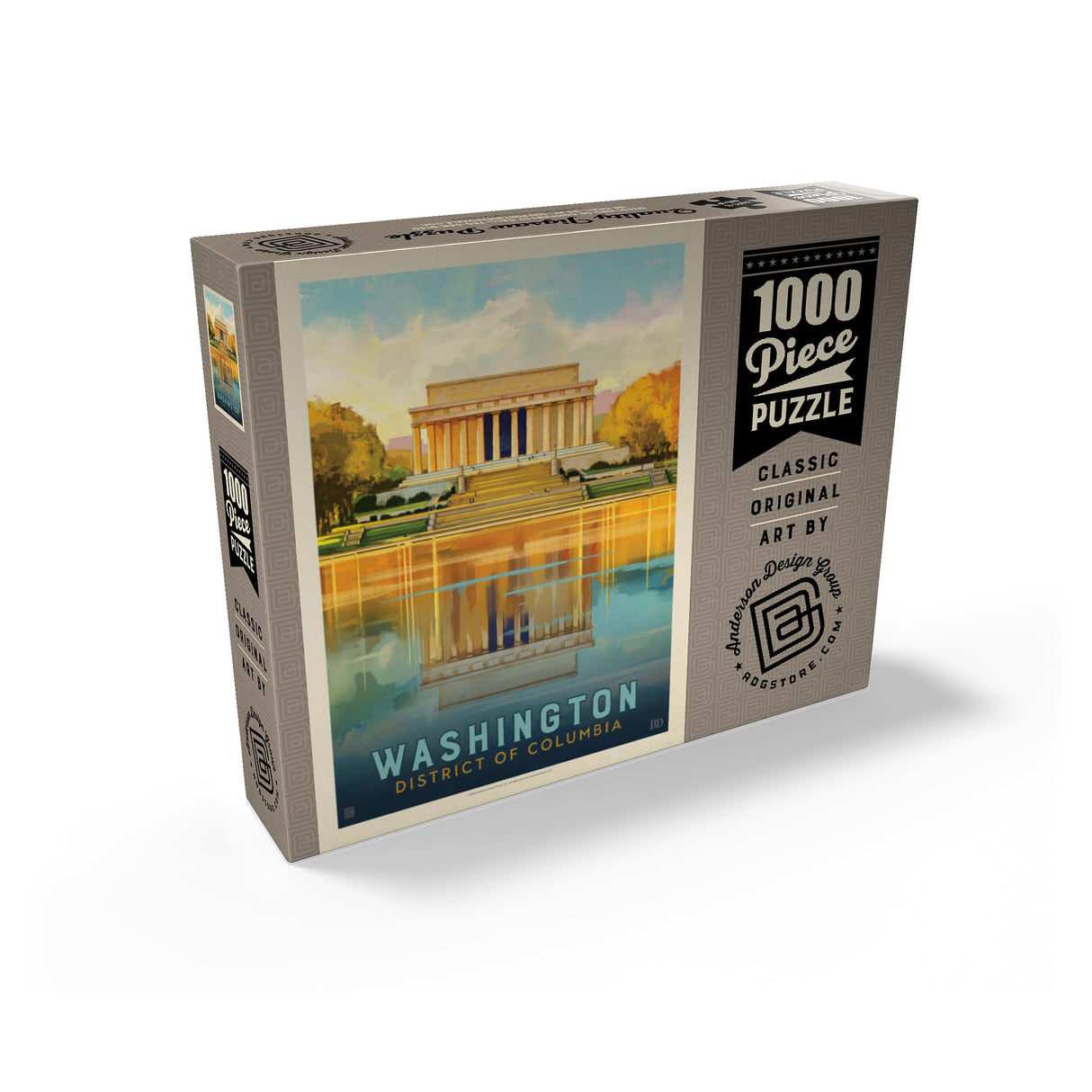 MyPuzzle Washington, DC: Lincoln Memorial, Vintage Poster - Premium 1000 Piece Jigsaw Puzzle for Adults MyPuzzle.com