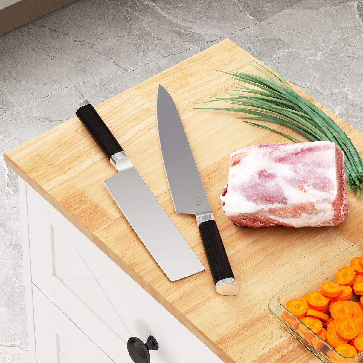 Vabches Trash Cabinet Double Trash Can, Dog Proof Tilt Out Trash Bin Holder, Hideaway Free Standing Recycling Cabinet with 2 Drawers for Kitchen Living Room White Vabches