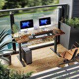 NicBex Home Office Desk 55" x 23" Electric Height Adjustable Standing Desk Computer Desk Office Desk, Sit to Stand Ergonomic Computer Desk Adjustable Desk, Brown NicBex