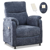 CYTERNE Small Electric Nursery Recliner Chairs for Adults,Grey Power Recliner Chairs with Remote & Side Pockets, Fabric Reclining Chair for Living Room Bedroom Ofiice, Comfort & Space-Saving (Blue) CYTERNE