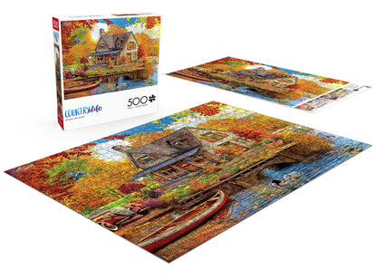 Buffalo Games - Angelo Bonito - Autumn Lake House - 500 Piece Jigsaw Puzzle for Adults -Challenging Puzzle Perfect for Game Nights - Finished Size is 21.25 x 15.00