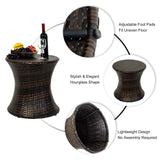 Sundale Outdoor Small Side Table Patio Rattan End Table 20 Inch Hourglass Wicker Accent Tables Steel Frame Lightweight Brown Mesa Auxiliar pequeña Mesa Auxiliar de ratán marrón Sundale Outdoor