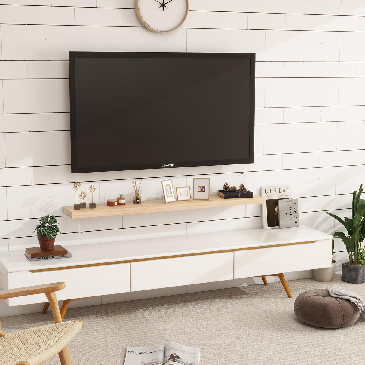 Heimlove Wood Floating Shelves for Wall,Fireplace Mantel Shelves,Rustic Farmhouse Floating Shelves 48 inch,Solid Pine Wood Wall Shelf for Bathroom,Bedroom,Living Room,Kitchen,Office Decor-Natural Heimlove