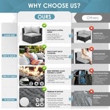 RADIATA PE Wicker Patio Furniture Set Sectional High Back Large Size Sofa Sets with Propane Fire Pit Table 55000 BTU Balcony Rattan Lounge Conversation Sets for Outdoor (15 Pieces,Light Gray) RADIATA