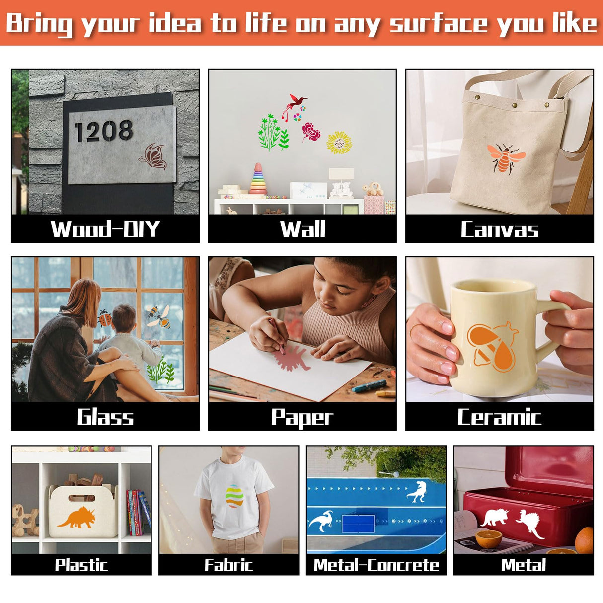 Felixcraft Stencils for Painting, 80PCS 3 Inch Plastic Small Stencils for Crafts Reusable, Rock Painting Stencils, Various Painting Stencils for Home Decor & DIY Projects Felixcraft