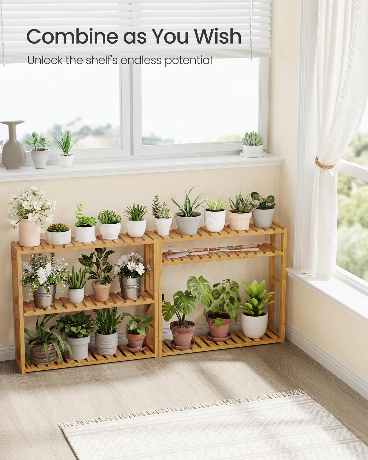 SONGMICS Bamboo Bathroom Shelf, 3-Tier Adjustable Plants Rack, Wall-Mounted or Stand, in the Living Room, Balcony, Kitchen, 5.9 x 23.6 x 21.3 Inches, Natural UBCB13Y SONGMICS