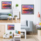 MXJSUA DIY Lighthouse Diamond Painting Kits for Adults, Sunrise Diamond Gem Art Painting for Beginners, Diamond Picture with Full Round Drill Dots Craft Set Gift, 12 x 16 Inch MXJSUA