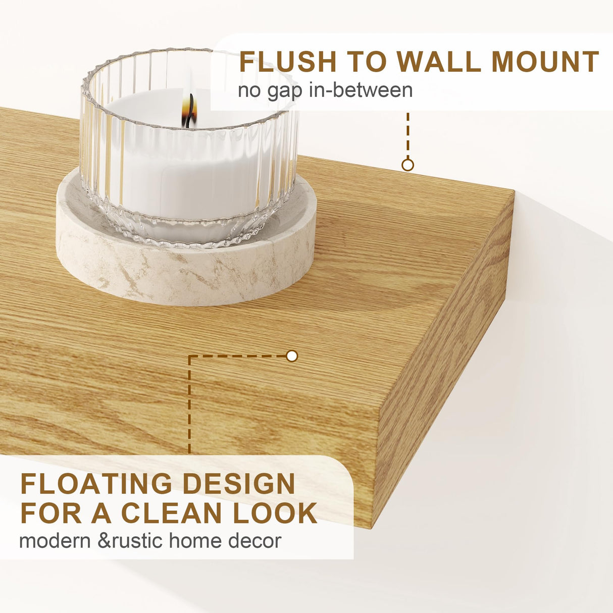 Fun Memories 55 Inch Fireplace Mantel Shelf -Long Floating Shelf, Wall Mounted Farmhouse Display Shelf with Invisible Heavy Duty Metal Bracket, Oak Fun Memories