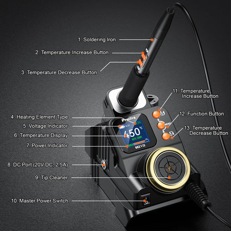 Preciva Cordless Soldering Iron Station for Dewalt 18-20V Battery - LCD Display, Fast Heating, Temperature Adjustable, °C/ºF Conversion, Removable Slag Pool, 0-8 Min Standby (Battery Not Included) Preciva