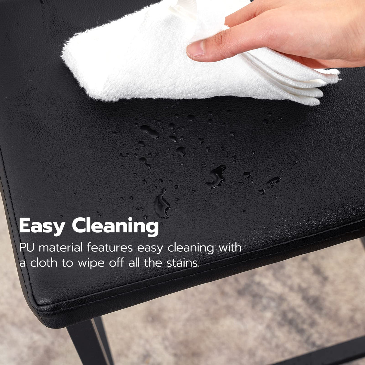 HOOBRO Bar Stools, Set of 2 Bar Chairs, Counter Height Stools, Saddle Stools with Curved Surface, Kitchen Stools, 24.8 Inches, 2.4" Thick Upholstery, for Kitchen, Dining Room, Cafe Black BB10BY01 HOOBRO