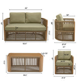 DAYARUS 4 Piece Patio Furniture Set, Aluminum Patio Conversation Set, Rope Rattan Patio Sectional Sofa, All Weather Outdoor Sofa Couch with Coffee Table and Cushions for Lawn/Backyard/Deck, Green DAYARUS