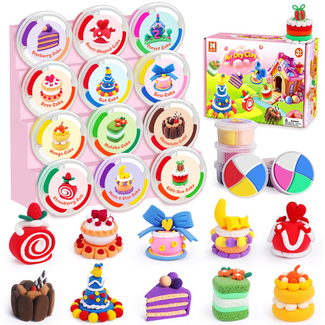 Air Dry Clay for Kids, 12 Boxes Modeling Clay Kit, DIY Molding Clay with Sculpting Tools and Tutorial, Ultra Light, Safe & Non-Toxic, Arts and Crafts Toys Birthday Christmas Gifts for Boys Girls Helsort