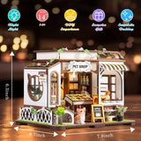 DIY Miniature House Kit,Tiny House Pet Shop with Furniture & LED,DIY Dollhouse Miniature Kit for Adults Teen,Mini House Building kit,3D Wooden Craft Mini Model Kit,Birthday Gifts Home Decor lovelyhome