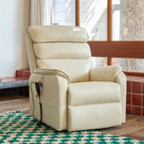 DYNOX 350 LBS Power Lift Recliner Chair for Elderly, Medium Size Dual Motor Lay Flat Infinite Positions Recliner with Heat & Massage(9188,Faux Leather,Cream) DYNOX