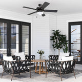 Honeywell Ceiling Fans Belmar 52 Inch Ceiling Fan With Light, Indoor/Outdoor Ceiling Fan with Pull Chain, LED Tri-Mount 5 Blade Design, ETL Damp Rated, Bronze (50512-01) Honeywell Ceiling Fans