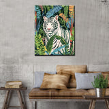 White Tiger Paint by Number for Adults,Forest Wildlife DIY Oil Painting Kits on Canvas with Brushes and Acrylic Pigment Animal in Tropical Jungle Picture Home Decor 16x20inch Nordics Gift (Frameless) Tucocoo