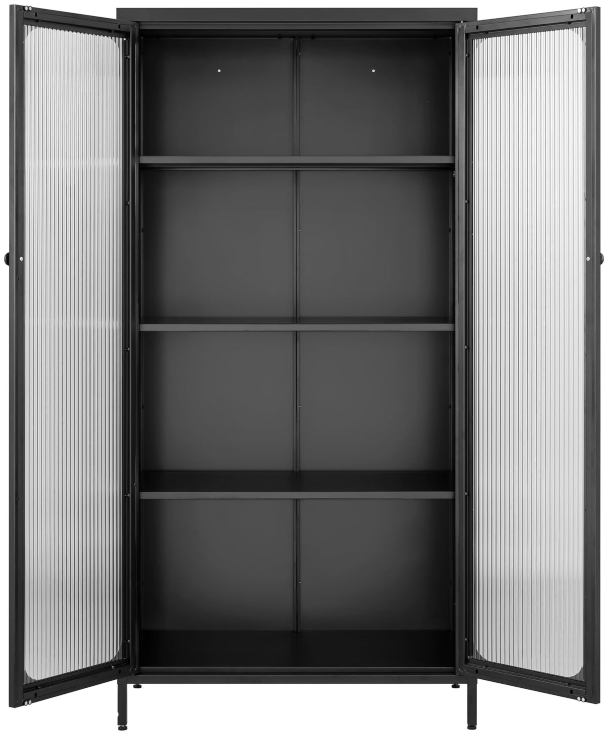 SISESOL Metal Storage Cabinet with Glass Doors and 4 Shelves,Black Glass Dispaly Cabinet,Metal Pantry Cabinets,Tall Large Cupboard for Home,Kitchen,Dining/Living/Laundry Room SISESOL