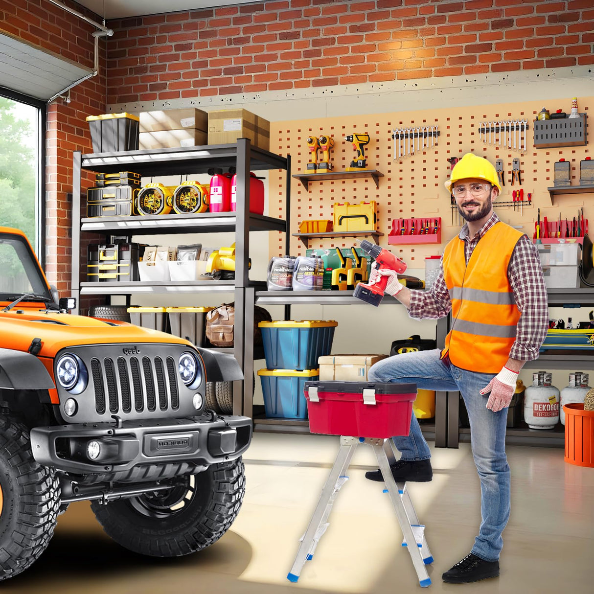 72"/59"W Garage Shelving Heavy Duty, 3000LBS Garage Storage Shelves, Adjustable Metal Shelving Unit, Easy Assembly Utility Storage Rack Shelf for Basement, Warehouse, Pantry (72"H*59"W*20"D) TXTDPL