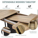 9-Piece Dining Table Set with 8 Upholstered Chairs, Rectangular Extendable Table Set for 8, Wood Dining Room Set for Kitchen Home, 78.74in (62.99in) Long Expandable Kitchen Table with 8 Chairs Henf