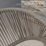 PURPLE LEAF Bar Stool Set of 4 Outdoor Rattan Bar Chair Aluminum Bar Height Stool Barstool Dark Grey PURPLE LEAF