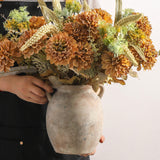 Dobbyby Ceramic Flower Vase 7.6 inch Farmhouse Rustic Vase Decorative Pottery Terracotta Vases for Home Decor Table Mantle Fireplace Living Room Bathroom Wedding Centerpiece (Whitewashed) Dobbyby