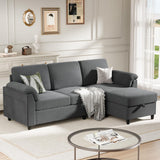 Meilocar Sectional Couches for Living Room, L Shaped Couch with Side Storage Pockage, Comfortable 3 Seat Sofa Couches for Apartment, Grey Meilocar