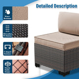 Gotland 7-Piece Outdoor Patio Furniture Set - All-Weather PE Rattan Sectional Wicker with Replaceable Khaki Waterproof Cushions & Coffee Table Gotland