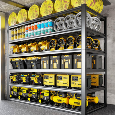 PMKES 6 Tier Garage Shelving Heavy Duty, 50" W Garage Shelves, 50" W x 84" H x 24 D Adjustable Storage Shelving Unit, Commercial Metal Shelf Rack for Warehouse, Pantry, School, Shop PMKES