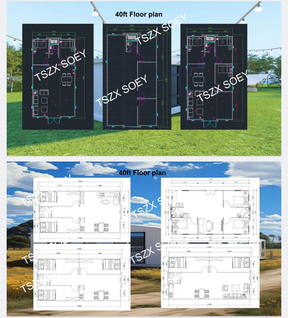 Generic Mobile Home 40ftx20ft 2to4bedrooms Prefab Container Expandable House for Sale Steel Folding Prefabricated Home for Adults