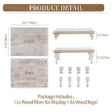 Hanobe Wooden Riser Decorative Tray: Farmhouse Wood Pedestal Display Stand Rustic Whitewashed Tray Riser Centerpiece for Coffee Bar Kitchen Dining Room Home Table Decor, Short & Tall Footed Hanobe
