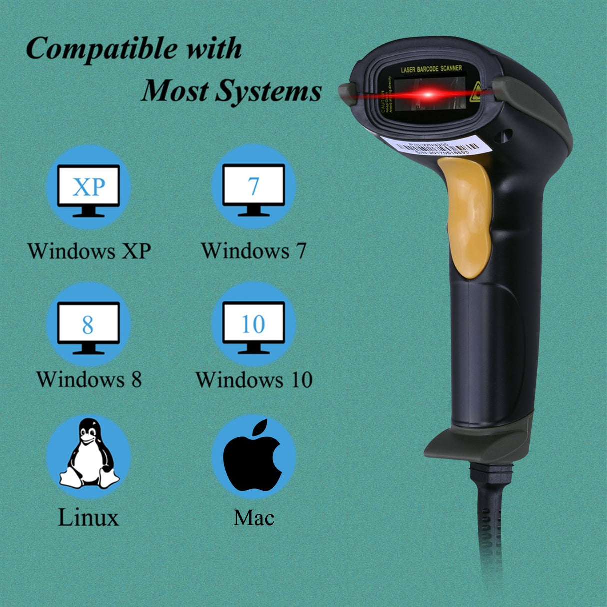 WoneNice USB Laser Barcode Scanner Wired Handheld Bar Code Scanner Reader Black WoneNice