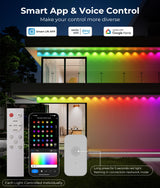 DeckTok Smart Permanent Outdoor Lights Pro, 100ft RGBWW and 60LM Triple-LED Lights, Outdoor Christmas Decorations with 79 Scene Modes, IP67 Waterproof Work with Alexa, Google Assistant, White DeckTok